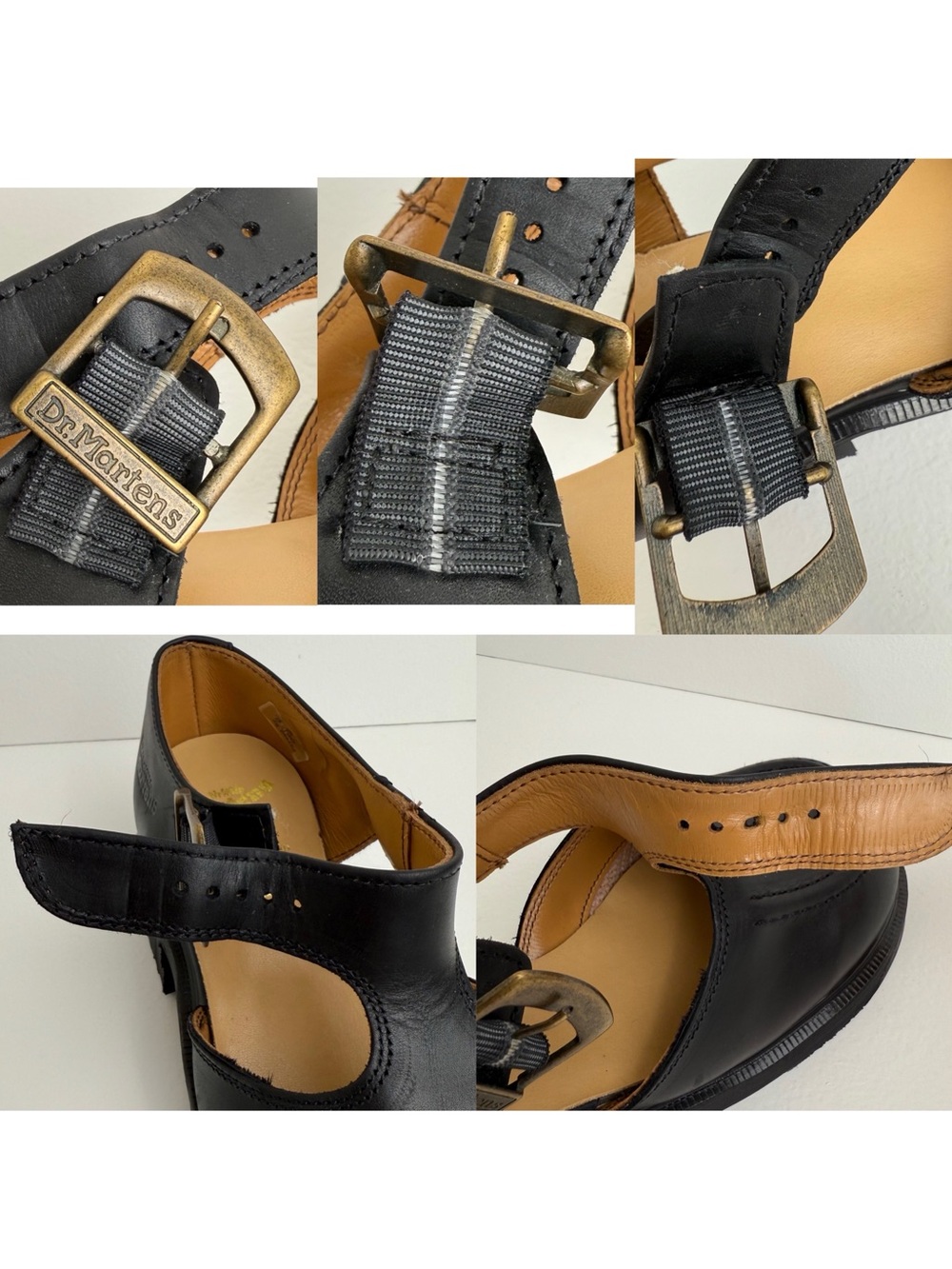 Vintage 90s Dr. Martens England Black Jazz Heel Leather Babydoll Mary Janes UK 5 - Picture 15 of 16